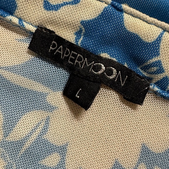 Y2K Mesh Rouched Button Top - Large - Blue and Offwhite Flowers Rave Festival - Picture 7 of 10